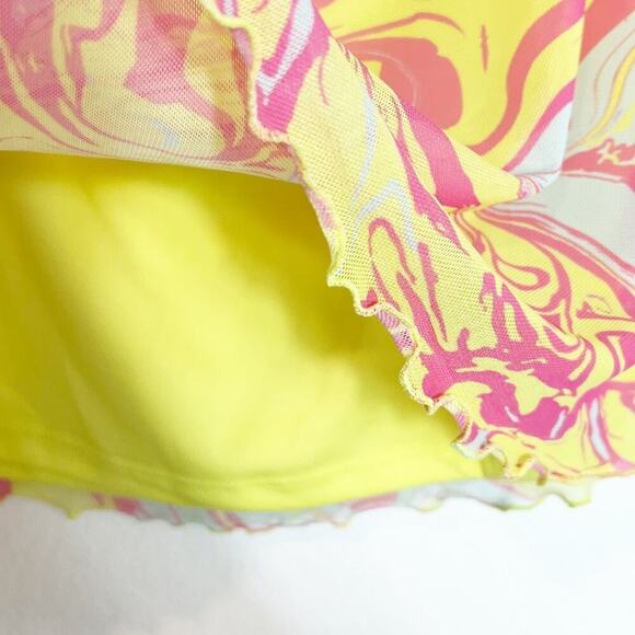 WILD FABLE WOMEN'S YELLOW MARBLE MESH BODYCON ELASTIC WAIST MINI SKIRT NEW 1X - Picture 7 of 9